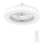 Ventoinha de Teto com Luz LED 40 W Motor DC Revertível Controlo Remoto 6 Velocidades Temporizador Ø46x16 cm Branco