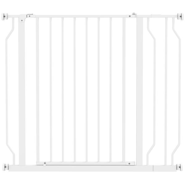 Barreira de Segurança para Cães Extensível para Escadas e Portas 75 - 95cm com Extensão de 10 cm Altura 76 cm Branco
