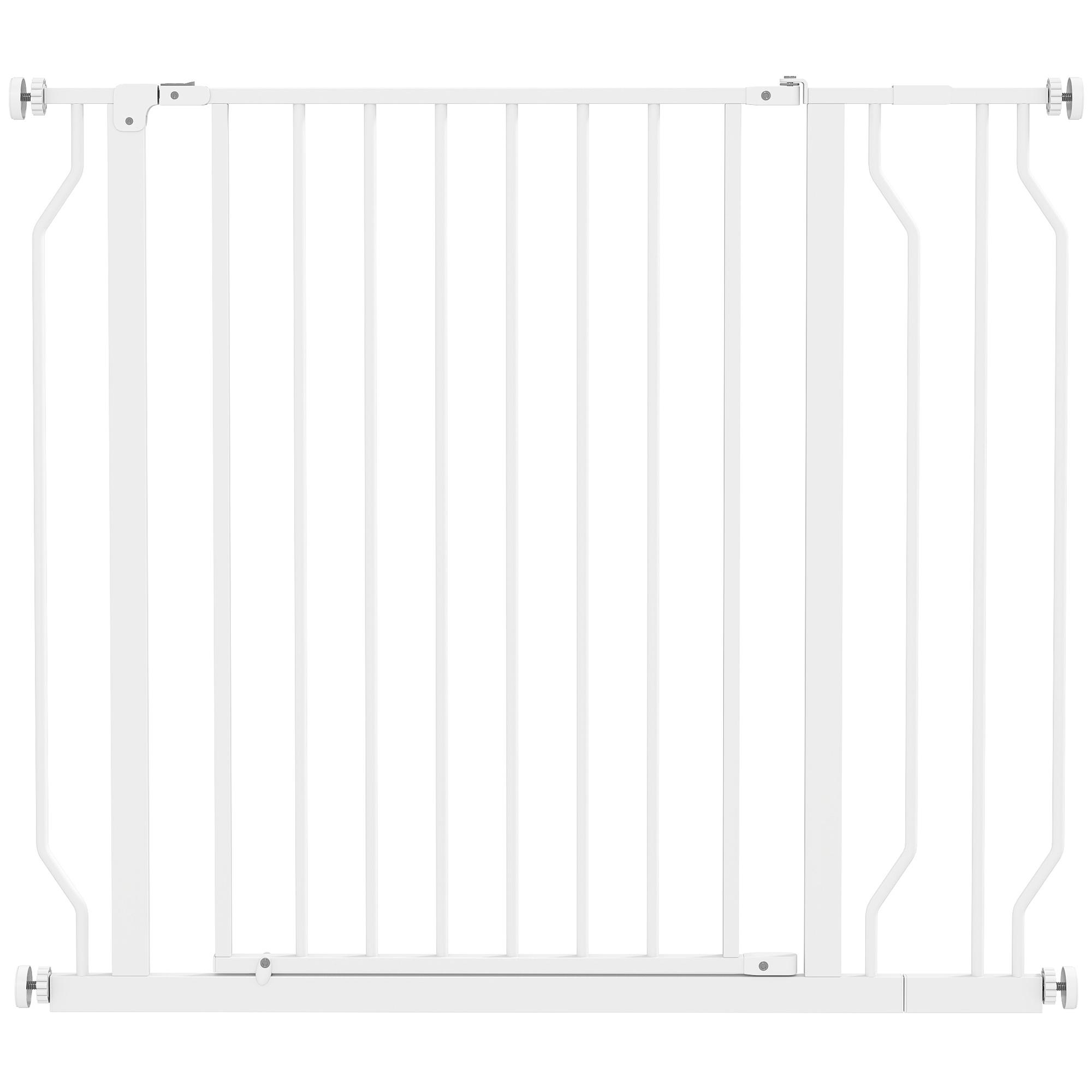 Barreira de Segurança para Cães Extensível para Escadas e Portas 75 - 95cm com Extensão de 10 cm Altura 76 cm Branco