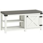 Banco Sapateira Rústico Organizador de Sapatos com Compartimentos para 7 Pares de Sapatos 100x40x48 cm Branco com Veios e Cinza
