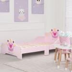 Cama Infantil +3 Anos 143x73x60 cm com Estampado Coroa Carga 50 kg para Quarto Rosa