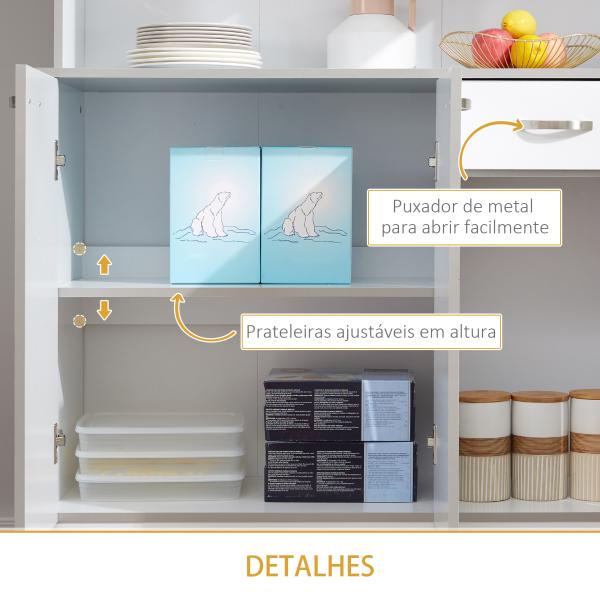 Armário de Cozinha com Prateleira Ajustável para Microondas 101x39x180 cm Branco