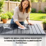 Conjunto de Mesa e Cadeiras de Jardim com Mesa de Ripas e 4 Cadeiras Empilháveis para Terraço ou Pátio Cinzento