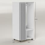 Roupeiro com Rodas, Cortina, Barra de Pendurar e 2 Compartimentos para Quarto 60x40x128 cm Branco