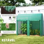 Estufa Pequena Estufa de Exterior com Porta Dupla com Fecho de Correr e Cobertura de PE 200x100x178 cm Verde