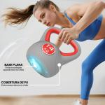 Kettlebell 14 kg Peso Russo com Revestimento de PU e Enchimento de Areia para Treinamento 26x18x32 cm Vermelho e Cinza