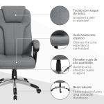 Cadeira de Escritório Giratória com Altura Ajustável Apoio para os Braços e Encosto Acolchoado de Linho Sintético 66x75x110 - 120 cm Cinza