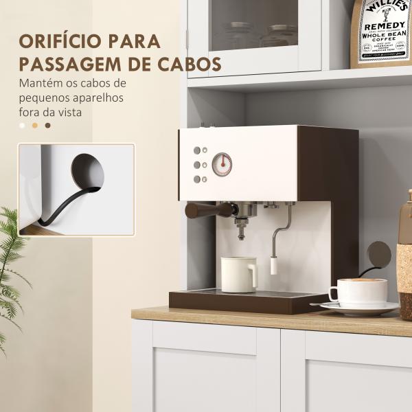Armário de Cozinha Armário Alto de Cozinha com 3 Portas Prateleiras Ajustáveis e Prateleiras na Porta 60x35x169 cm Branco