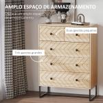 Cómoda com 5 Gavetas Estilo Retrô Móvel Auxiliar de Madeira para Sala de Estar Corredor 80x39,5x110 cm Madeira e Preto