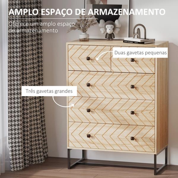 Cómoda com 5 Gavetas Estilo Retrô Móvel Auxiliar de Madeira para Sala de Estar Corredor 80x39,5x110 cm Madeira e Preto