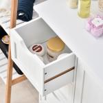 Armário Casa de Banho Móvel Auxiliar Organizador Moderno de Madeira com 1 Armário e Gavetas 56x30x83 cm Branco