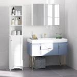 Coluna Casa de Banho com 1 Porta 3 Prateleiras Abertas e Prateleira Interior Ajustável 34x20x165cm Branco
