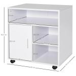 Armário de Escritório para Impressora Multifuncional com Prateleiras e Amplo Espaço de Armazenamento 60x50x65,5 cm Branco