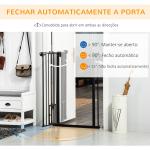 Barreira de Segurança para Cães com Porta Pequena Fechamento Automático e Sistema Duplo de Bloqueio 74 - 101x104,1 cm Preto