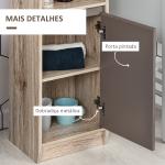 Armário Alto para Banheiro com 2 Portas e 2 Prateleiras Abertas Móveis Auxiliares para Sala de Estar Corredor 30x24x170 cm Carvalho e Cinza