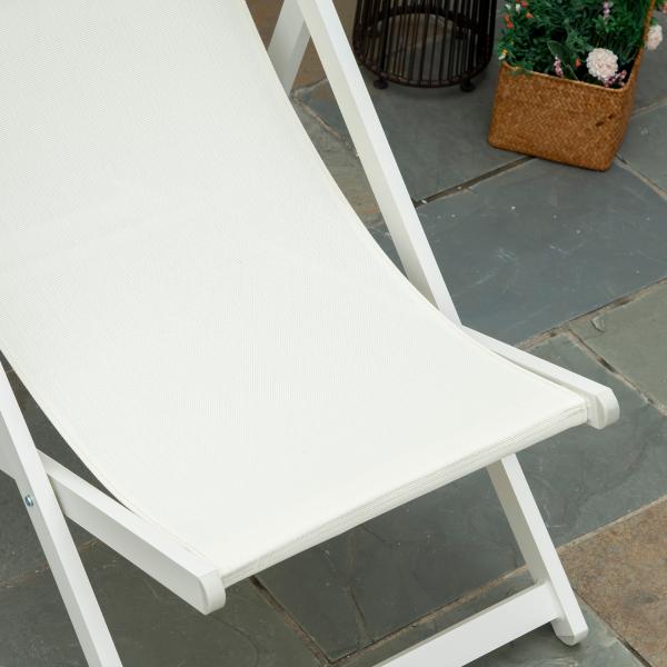 Conjunto de 2 Espreguiçadeiras Dobráveis de Alumínio com Encosto Ajustável em 5 Posições e Apoio de Cabeça 60x100x85 cm Branco
