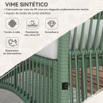 Conjunto de Jardim Exterior em Ratan Sintético com 2 Poltronas 1 Sofá de 2 Lugares 1 Mesa de Centro e Almofadas Verde