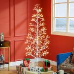 Árvore de Natal Artificial 180 cm com 384 Luzes LED Branco - Quente Ramos Flexíveis Base de Aço Branco