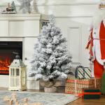 Árvore de Natal com Luzes LED 90 cm Árvore de Natal Artificial Nevado com 133 Ramos 14 Pinhas e Suporte de Metal Verde
