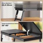 Mesa Reclinável para Cama e Sofá, Tabuleiro Dobrável com Gaveta Lateral para Computador Portátil e Livros, Cinco Alturas, Preto