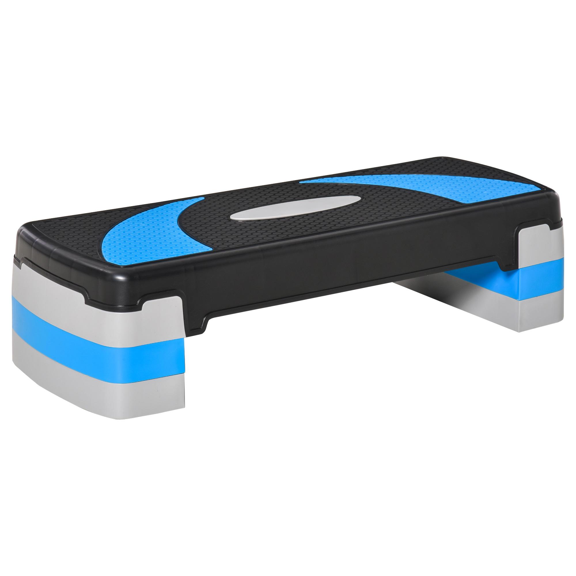 Step para Exercício Aeróbico Plataforma Step com Altura Ajustável em 3 Níveis com Carga Máxima 150kg para Exercício em Academia Casa 80x31x10 - 20cm Azul