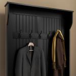 Móvel Cabide de Entrada com Banco Armário de Entrada com Cabide 5 Ganchos e Espaço de Armazenamento 96x34x179,7 cm Preto