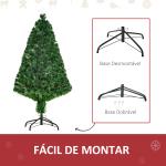Árvore de Natal Artificial 120 cm com Fibra Óptica e Suporte Metálico Decoração de Natal Ø60x120 cm Verde