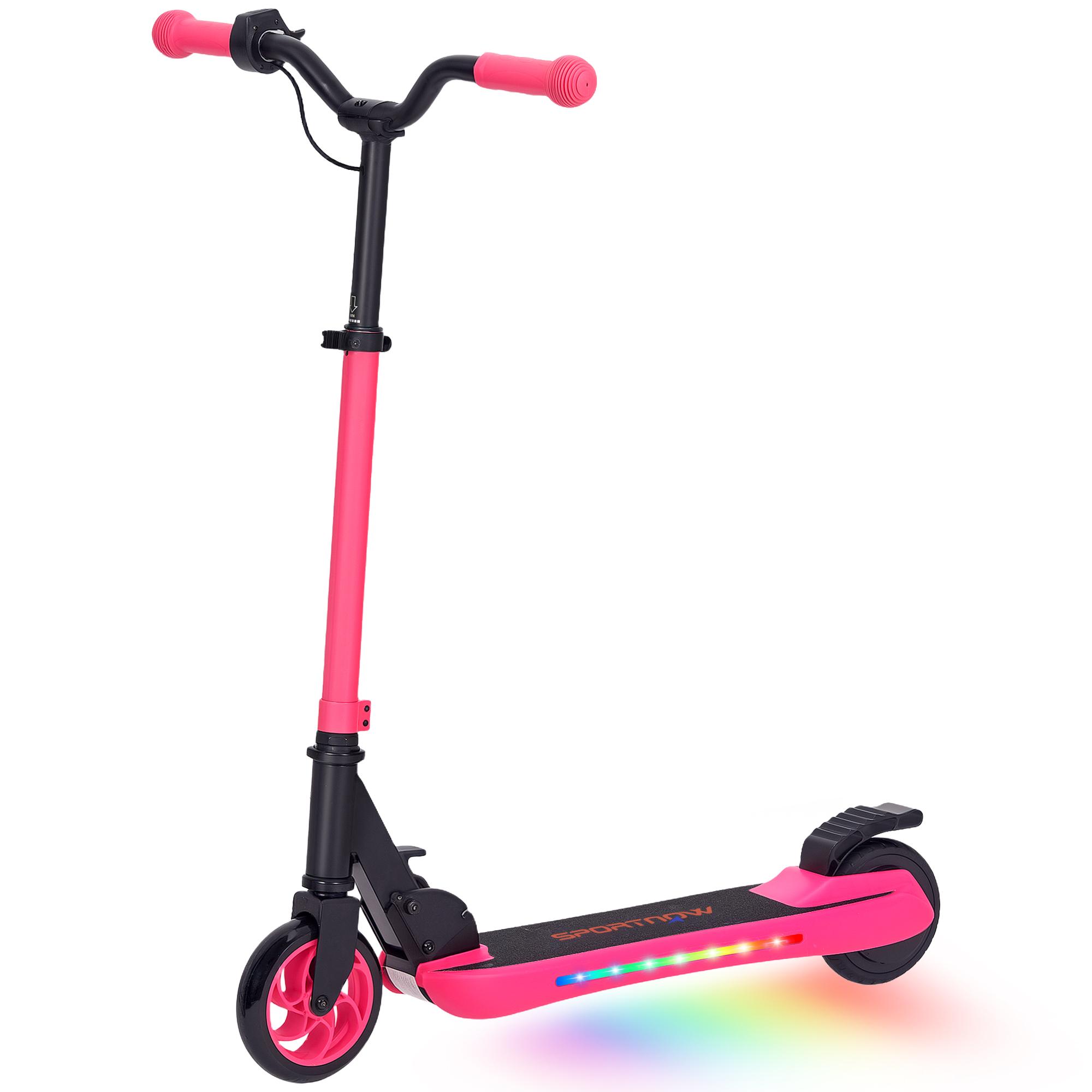 Trotinete Elétrica Dobrável para Crianças 120 W Autonomia 6 km e Máximo 10 km/h com Travão Luzes LED 74x52x83 - 87 cm Rosa