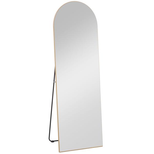 Espelho de Pé de Corpo Inteiro Arqueado 150x50 cm Independente Apoiável e de Parede Sem Moldura Dourado