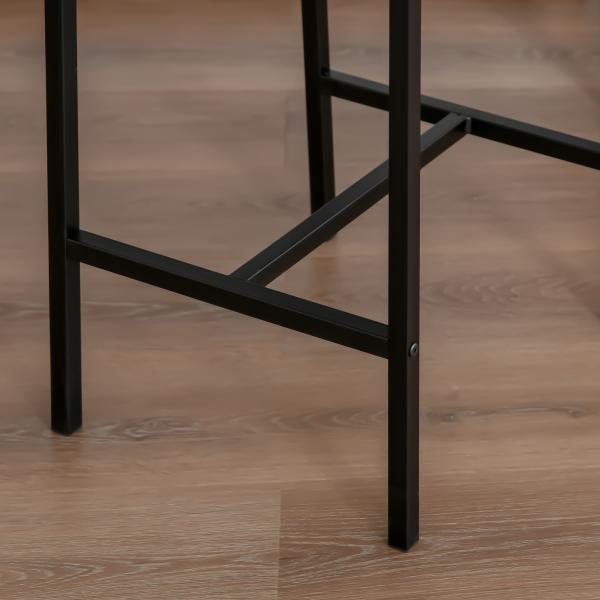 Conjunto de Mesa de Bar com 2 Bancos Conjunto de 3 Peças com 2 Bancos com Encosto e Apoio para Pés Design Industrial Madeira e Preto
