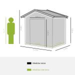Abrigo de Jardim 213x130x185cm Abrigo de Jardim Metálico de Exterior com 2 Portas Deslizantes e 4 Janelas Verde