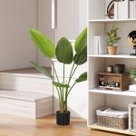 Planta Artificial Decorativa 109 cm Bananeira Artificial com Vaso e Folhas para Interior Casa Sala de Estar Escritório Verde
