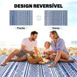 Tapete de Exterior 182x274 cm Tapete Reversível Estilo Moderno para Varanda Pátio Campismo Praia Azul Escuro e Branco