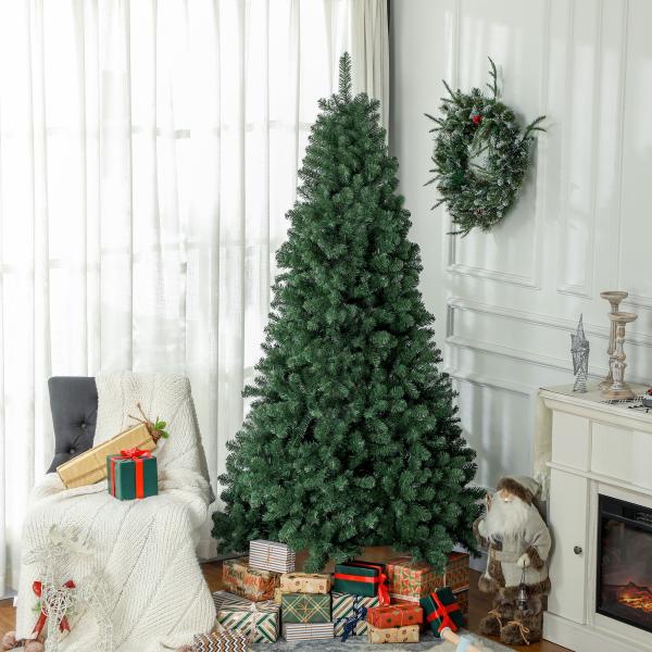 Árvore de Natal Artificial 210 cm com 1064 Ramos de Arame de Memória e Base Recolhível Árvore de Natal Verde