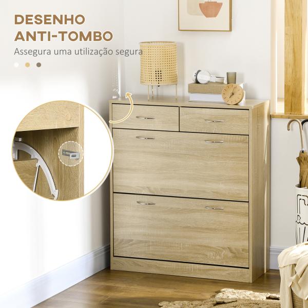 Sapateira Estreito com 2 Compartimentos e 2 Gavetas para 12 Pares de Sapatos 80x30x91,5 cm Carvalho