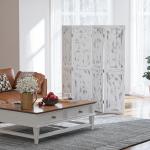 Biombo Dobrável de 4 Painéis Separador de Ambientes Elegante para Dormitórios Sala de Estar 160,5x170cm Branco Rústico