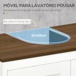 Móvel para Lavatório Pousar de Madeira com 2 Portas e Prateleira Ajustável Estilo Moderno 60x30x60cm Branco e Madeira