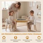 Conjunto de Mesa e 2 Cadeiras com Encosto em Forma de Ursinho e Compartimentos Ocultos Madeira e Branco
