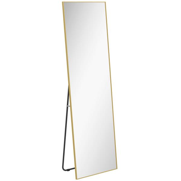 Espelho de Pé Espelho de Corpo Inteiro de Liga de Alumínio com 2 Formas de Utilização 50x161,5x2 cm Dourado
