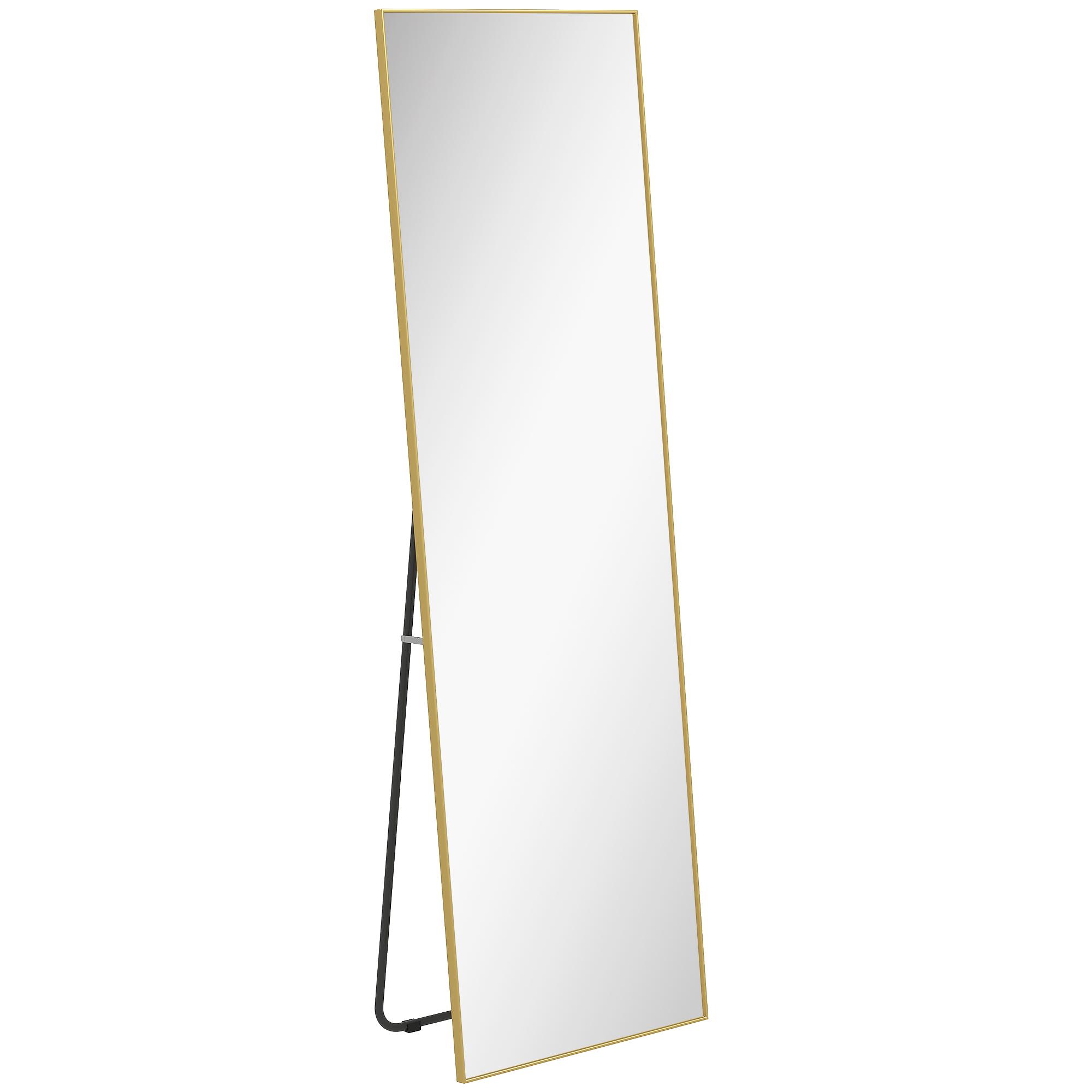 Espelho de Pé Espelho de Corpo Inteiro de Liga de Alumínio com 2 Formas de Utilização 50x161,5x2 cm Dourado