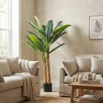 Planta Artificial de Bananeira 150 cm com Vaso - Ideal para Decoração de Interiores - Cor Verde