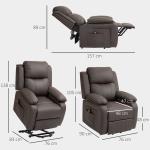 Poltrona Relax Levanta Pessoas com Controle Remoto Reclinação Elétrica de 160° Apoio para os Pés 76x90x105 cm Castanho Escuro