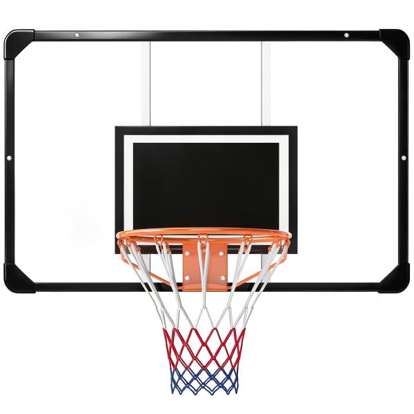Tabela de Basquetebol de Parede com Quadro e Estrutura de Aço para Utilização em Interiores e Exteriores 113x61x73 cm Preto