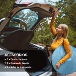 Tenda de Campismo para 1 - 2 Pessoas Impermeável de 2000 mm com Bolsa de Transporte para Pesca 245x148x105 cm Azul
