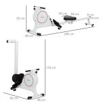 Máquina de Remo Dobrável com Resistência de 8 Níveis Ecrã LCD e 2 Rodas de Transporte 180x48x60 cm Branco