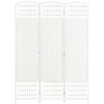 Biombo Separador de Ambientes de 3 Painéis 120x170 cm Divisória de Ambientes Dobrável com Corda de Papel e Estrutura de Madeira Branco