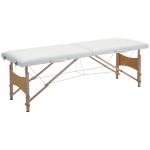 Marquesa de Massagem Dobrável com Estrutura em Madeira, Altura Ajustável e Bolsa de Transporte, 186x60x61 - 87 cm, Creme