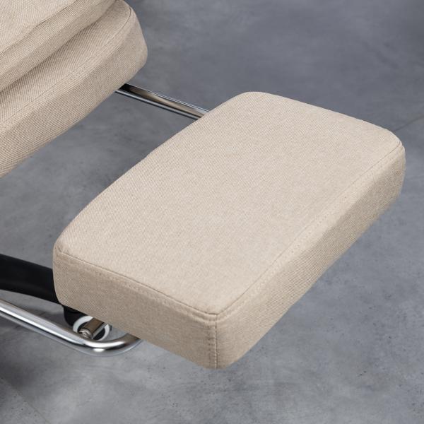 Cadeira de Secretária com Massagem, Altura Regulável, Encosto Reclinável, Apoio para os Pés, Giratória 360°, Bege