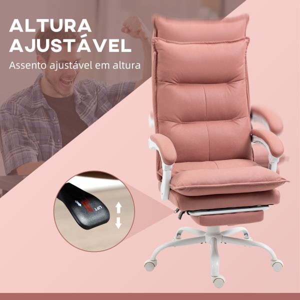 Cadeira de Escritório com 6 Pontos de Massagem e 5 Modos Reclinável com Função de Aquecimento 66x74x114 - 121,5 cm Rosa