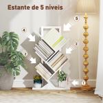 Estante em Forma de Árvore de 5 Níveis Estante de Livros com 5 Prateleiras e Estrutura de Aço 50x24x82 cm Branco